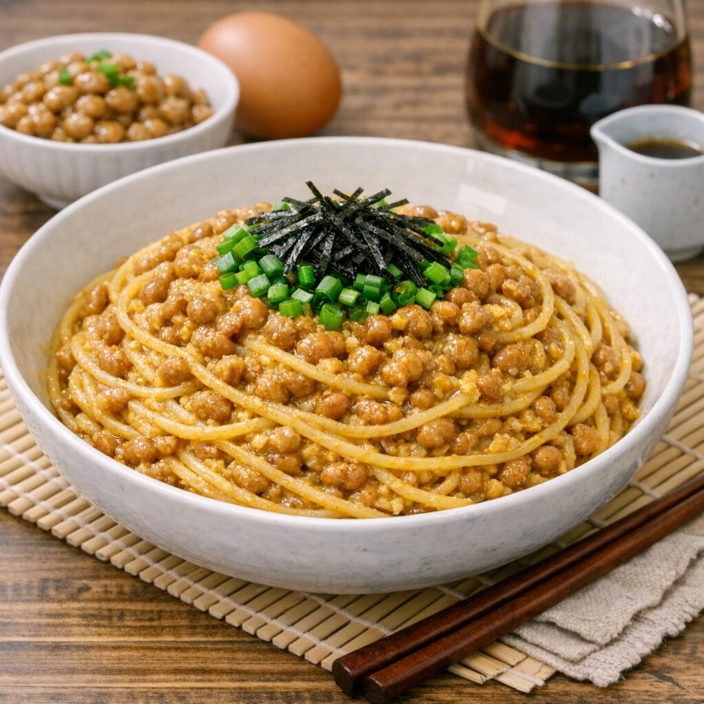 タンパク質がとれる納豆卵パスタ