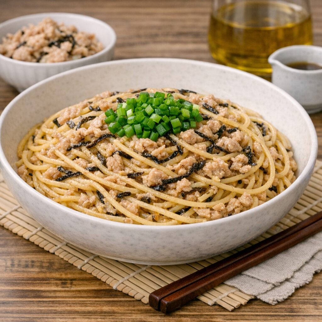 簡単に作れるツナ塩昆布パスタ