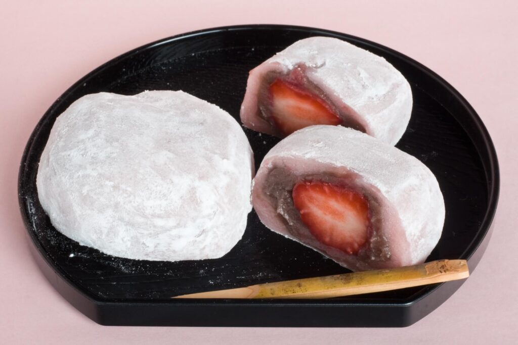 Ichigo daifuku (Japanese strawberry mochi dessert)