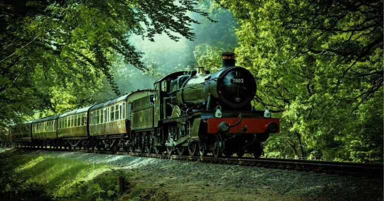 A train in motion, evoking the atmosphere of Demon Slayer: Mugen Train